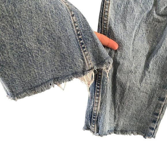 Zara The High Waist kick jeans size 6 blue distressed - Picture 4 of 9